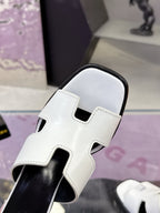 HM Sandal 90mm White Black in Cowhide 757931