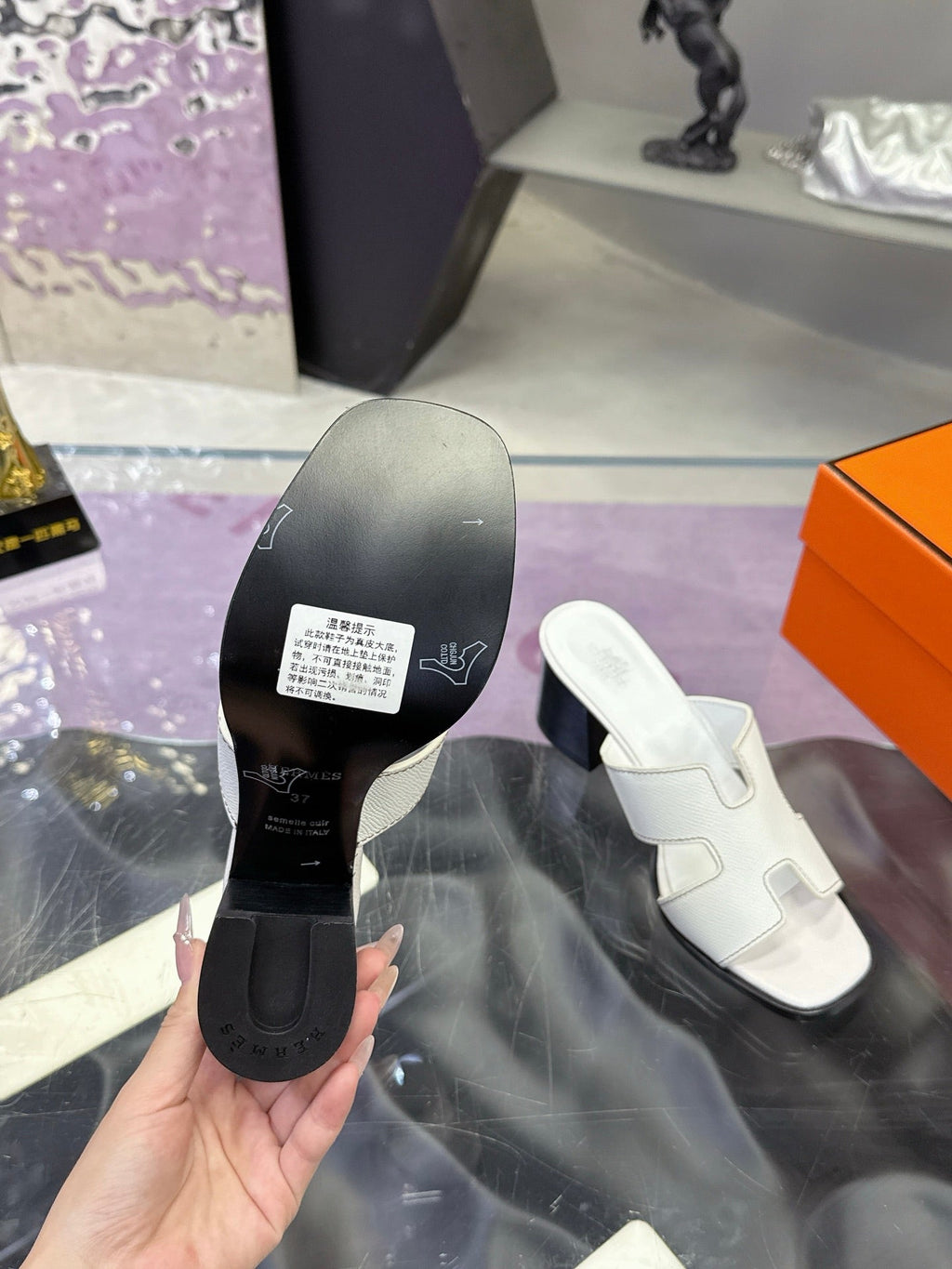 HM Sandal 90mm White in Cowhide 757932