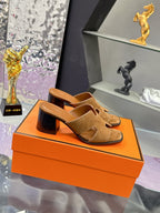 HM Sandal 90mm Brown in Sandblasted Cowhide 757938