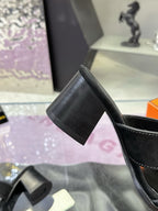 HM Sandal 90mm Black in Sandblasted Cowhide 757939