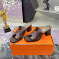 HM Sandal 90mm Dark Brown in Cowhide 757940
