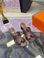 HM Sandal 90mm Dark Brown in Cowhide 757940