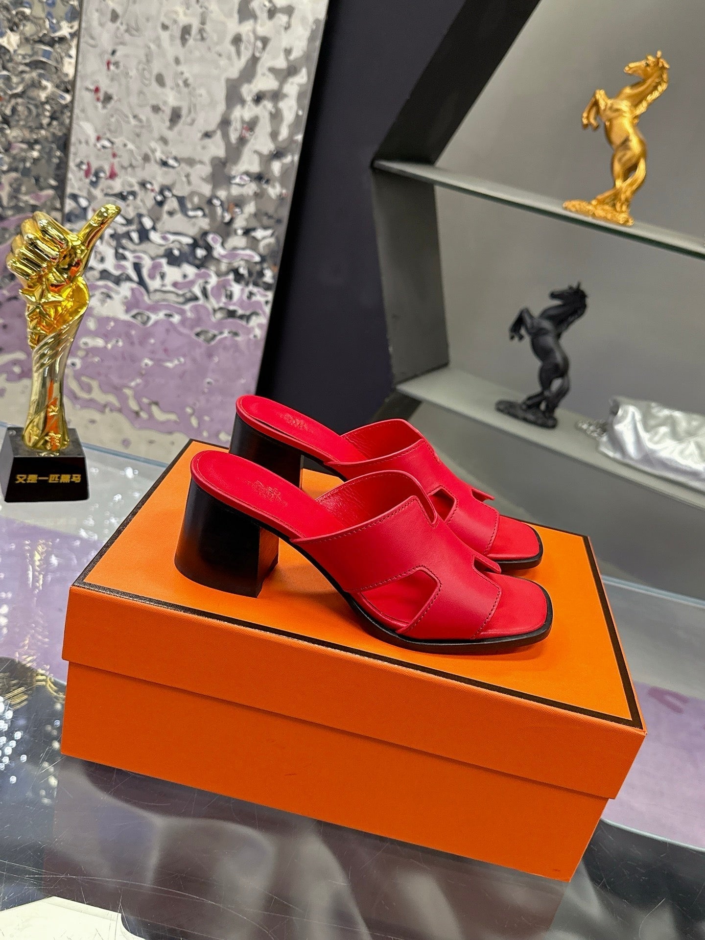 HM Sandal 90mm Red Rose in Cowhide 757944