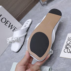 Loew 26 Knotted Closed-Toe Flat Mules White in Lambskin 759432