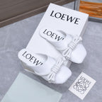 Loew 26 Knotted Closed-Toe Flat Mules White in Lambskin 759432