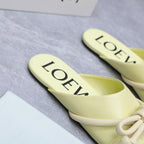 Loew 26 Knotted Closed-Toe Flat Mules Green Pastel in Lambskin 759433
