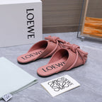 Loew 26 Knotted Closed-Toe Flat Mules Earthy Pink in Lambskin 759434
