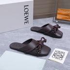 Loew 26 Knotted Closed-Toe Flat Mules Chocolate in Lambskin 759435