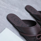 Loew 26 Knotted Closed-Toe Flat Mules Chocolate in Lambskin 759435