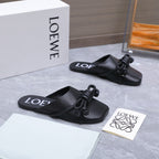Loew 26 Knotted Closed-Toe Flat Mules Black in Lambskin 759436