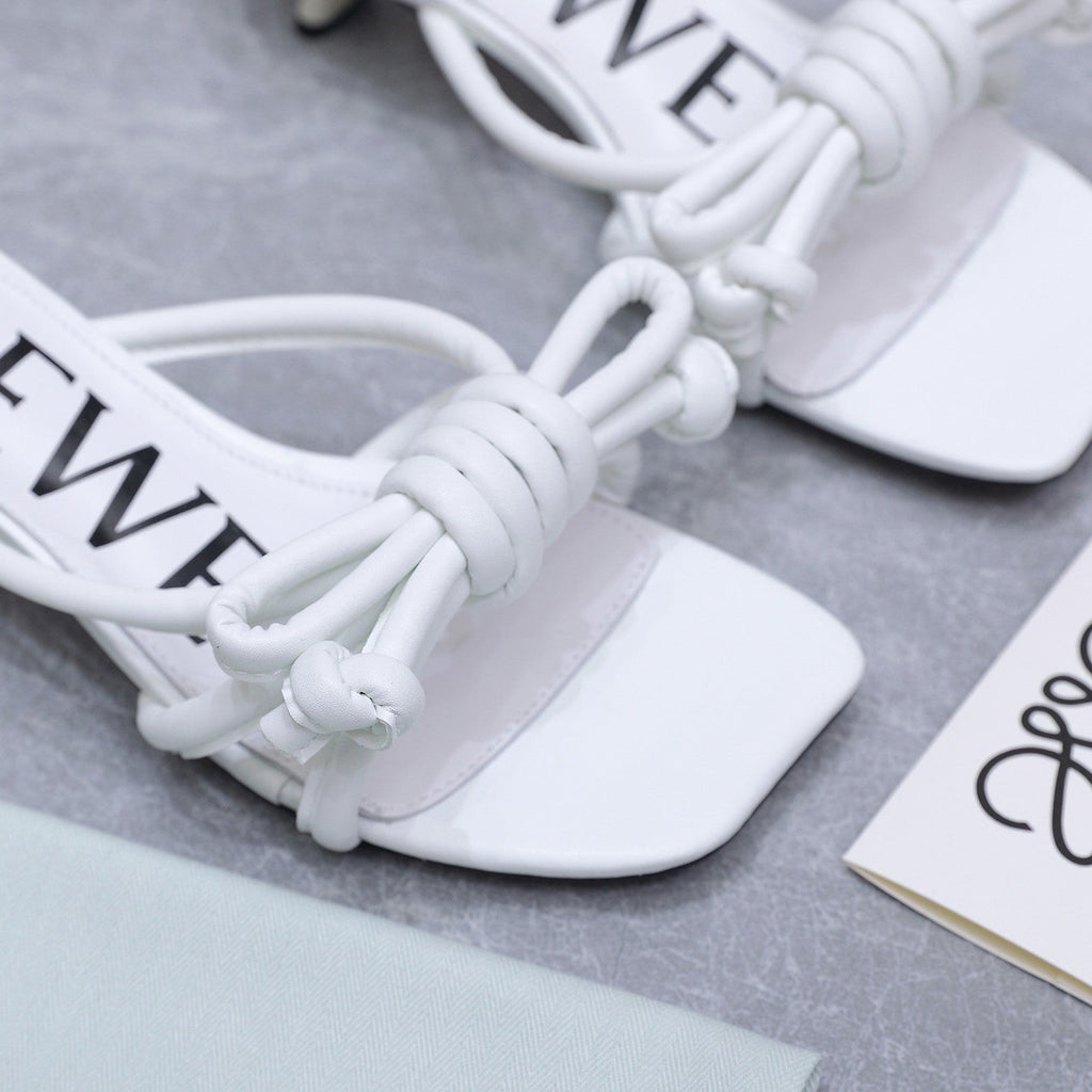 Loew 26 Knot Sandals 45mm White in Lambskin 759437