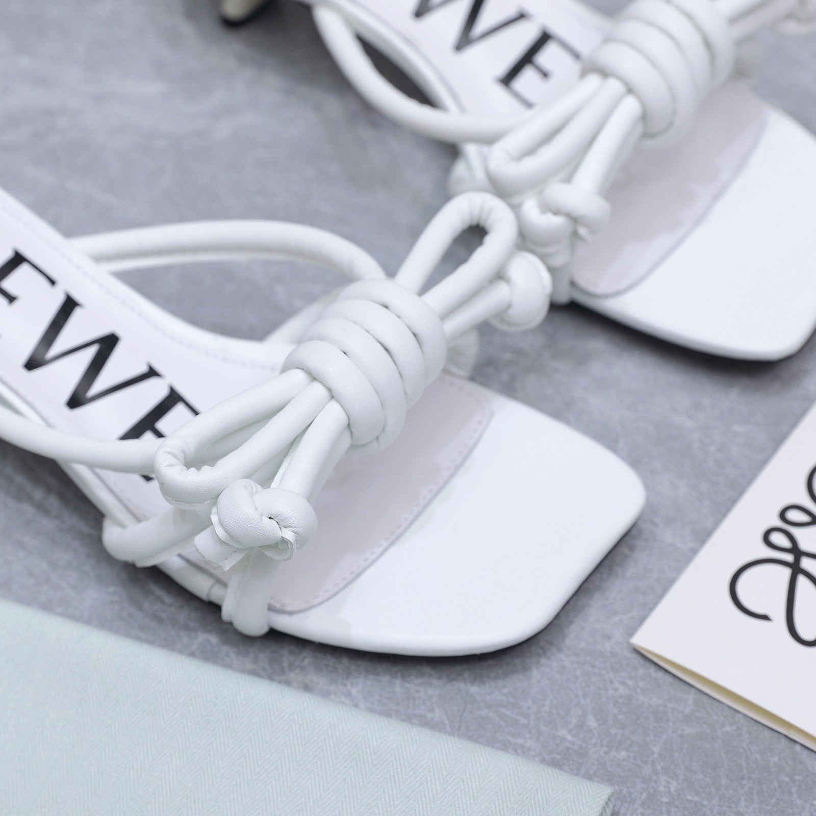 Loew 26 Knot Sandals 45mm White in Lambskin 759437