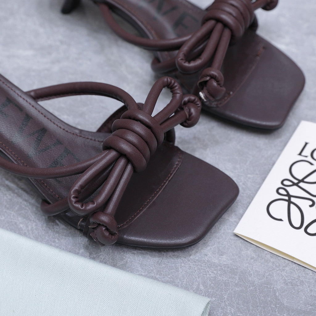 Loew 26 Knot Sandals 45mm Chocolate in Lambskin 759440