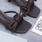 Loew 26 Knot Sandals 45mm Chocolate in Lambskin 759440