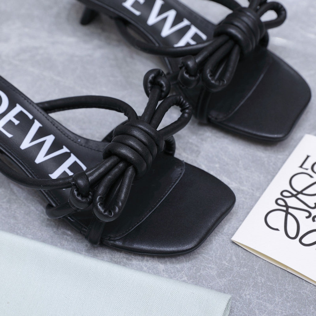 Loew 26 Knot Sandals 45mm Black in Lambskin 759441