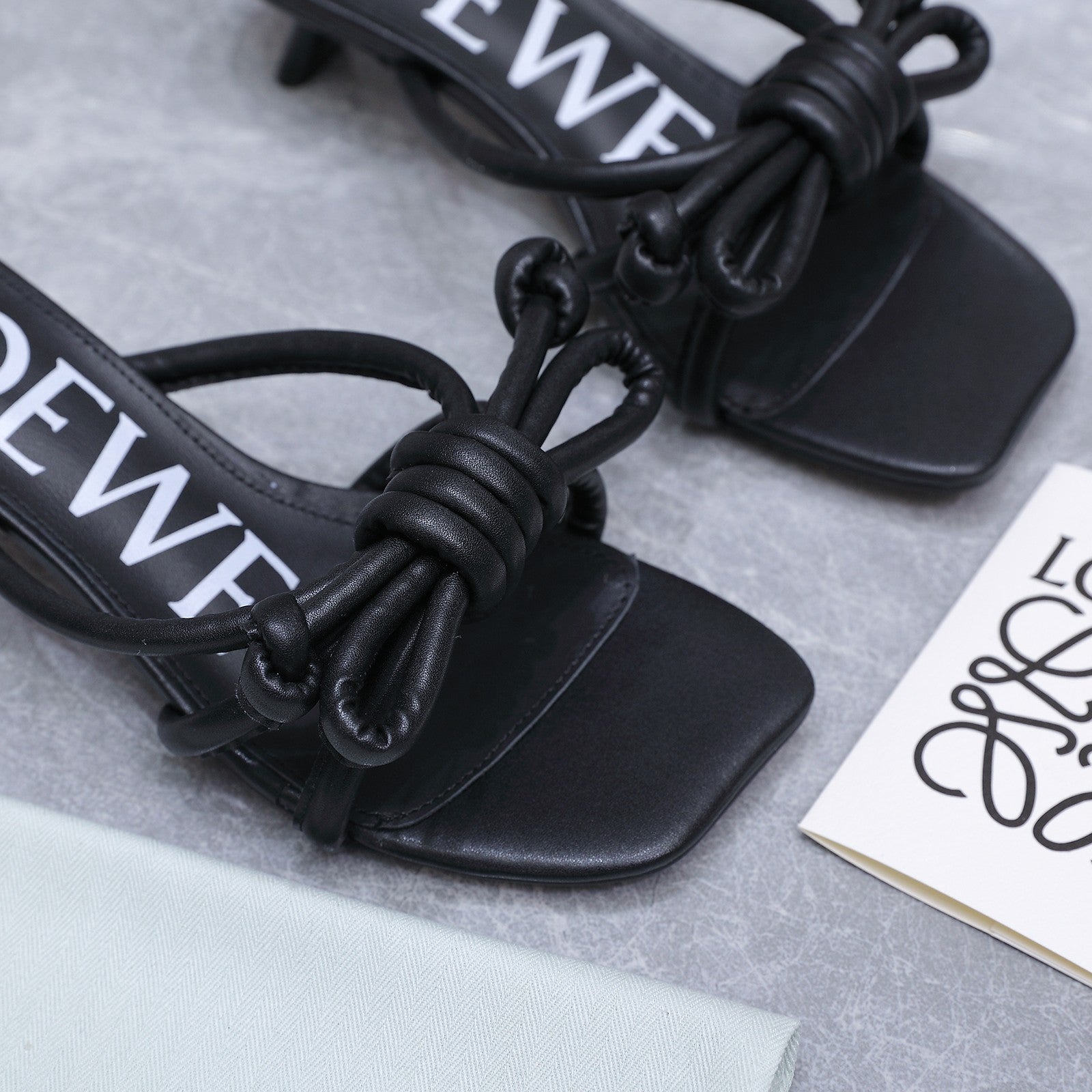 Loew 26 Knot Sandals 45mm Black in Lambskin 759441