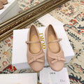 CD Ballerina Flats with a Bow Nude in Sheepskin 771785