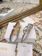 CD Ballet Flats Silver in Grit 771784