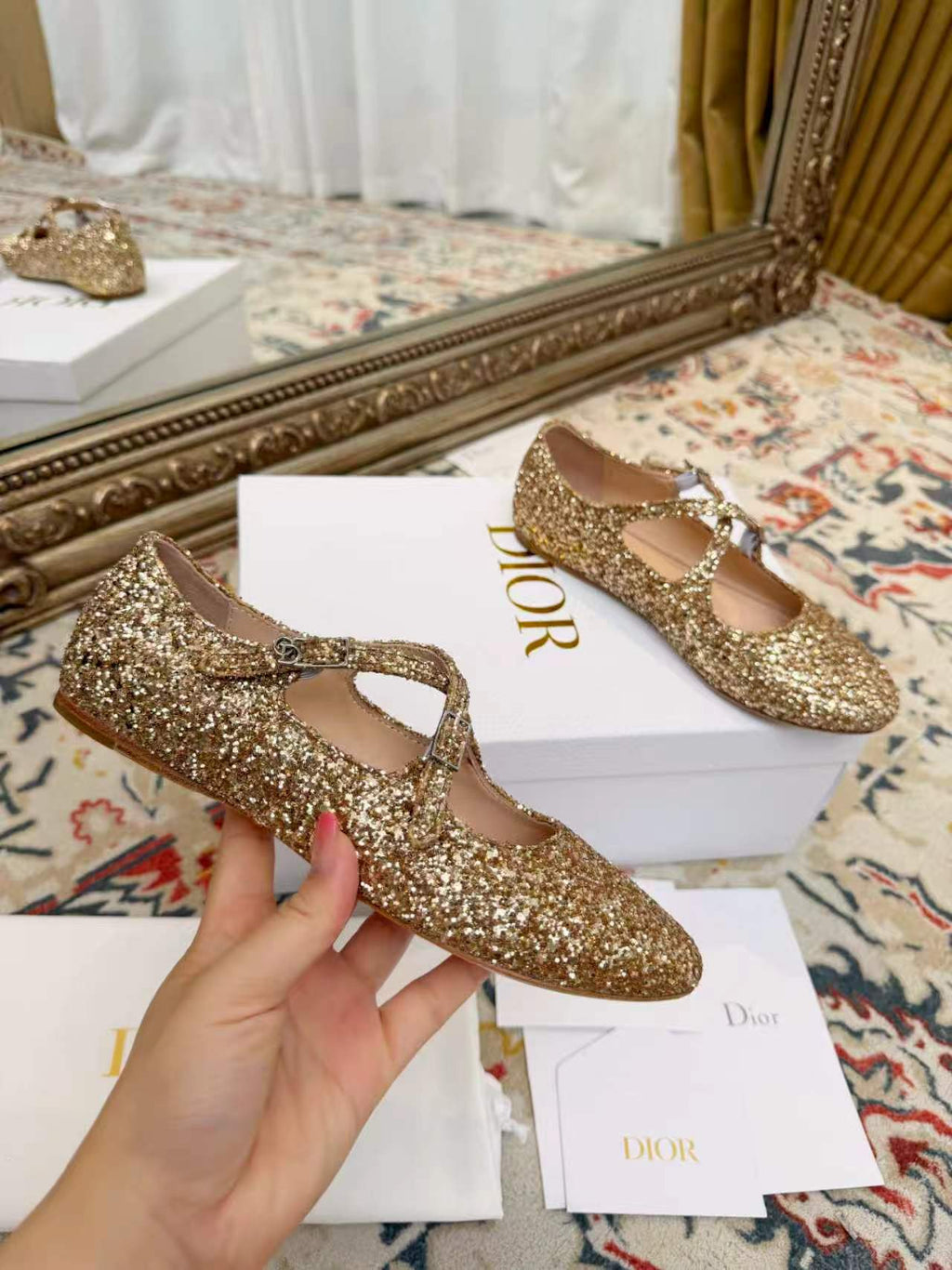 CD Ballet Flats Gold in Grit 771782