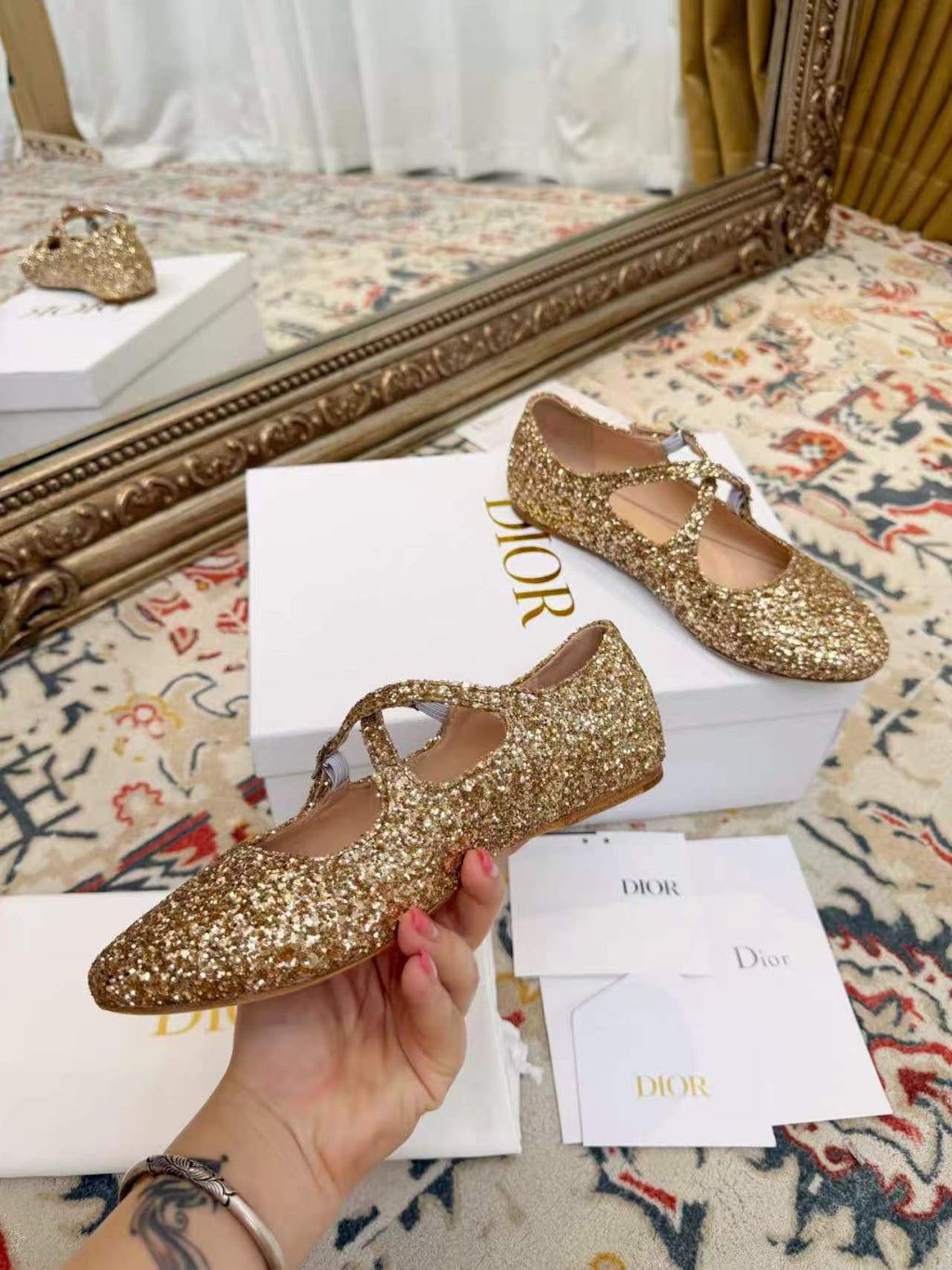 CD Ballet Flats Gold in Grit 771782