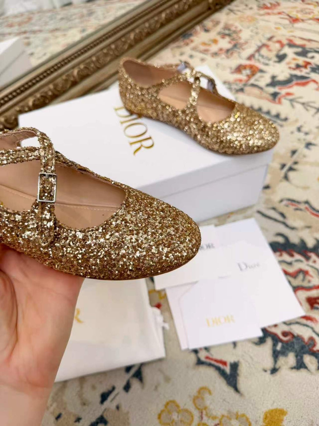 CD Ballet Flats Gold in Grit 771782