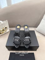 YSL High-heels 80mm Transparent Sandals Black in Leather 771714