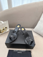 YSL High-heels 80mm Transparent Sandals Black in Leather 771714