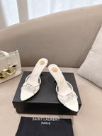 YSL High-heels 80mm Transparent Sandals White in Leather 771711