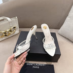 YSL High-heels 80mm Transparent Sandals White in Leather 771711