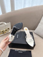 YSL High-heels 80mm Transparent Sandals White in Leather 771711