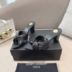 YSL Sandal Heel 75mm Black in Lambskin 771710
