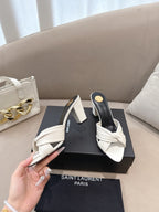 YSL Sandal Heel 75mm White in Lambskin 771707