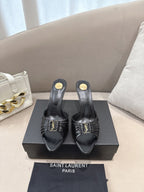 YSL Babylone Mules 90mm Black in Supple Leather 771706
