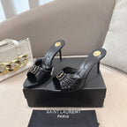 YSL Babylone Mules 90mm Black in Supple Leather 771706