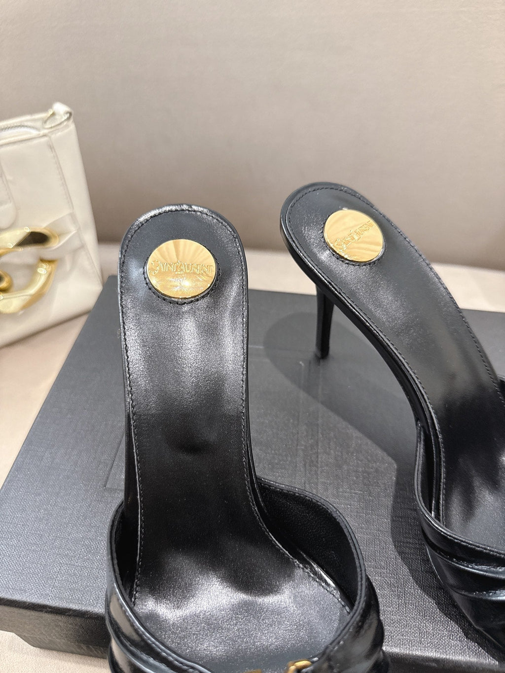 YSL Babylone Mules 90mm Black in Supple Leather 771706