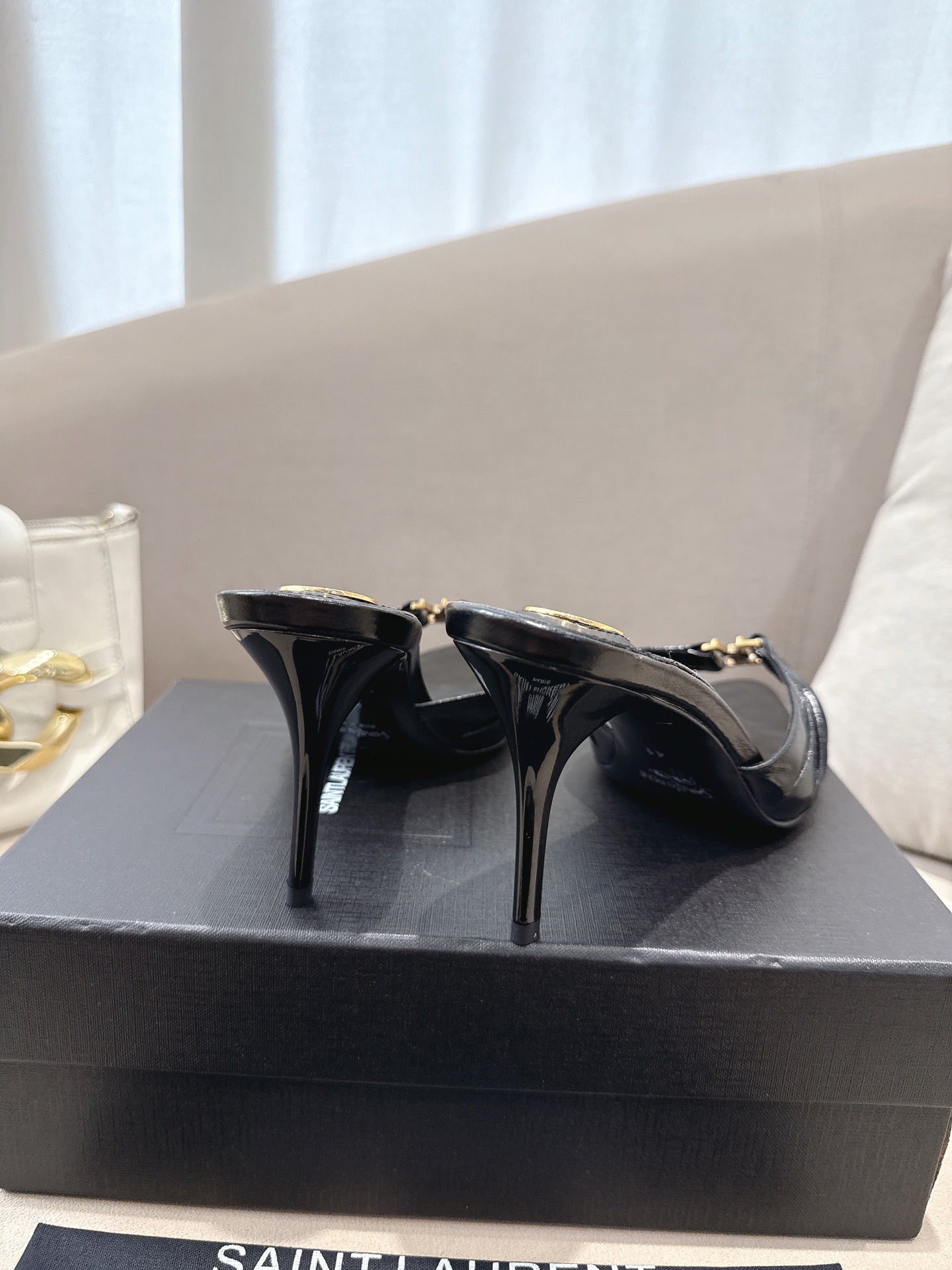 YSL Babylone Mules 90mm Black in Supple Leather 771706