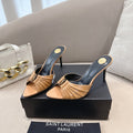 YSL Babylone Mules 90mm Light Brown in Supple Leather 771704