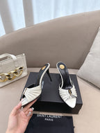 YSL Babylone Mules 90mm White in Supple Leather 771703