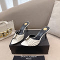 YSL Babylone Mules 90mm White in Supple Leather 771703