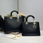 CD Diorissimo Black in Ostrich-patterned Cowhide 288204