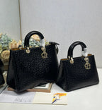 CD Diorissimo Black in Ostrich-patterned Cowhide 288204