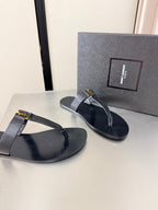 YSL Flat Flip-flops Black in Cowhide 784708