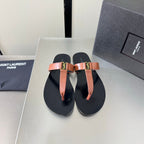 YSL Flat Flip-flops Orange in Cowhide 784707