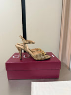GG Buckle Stiletto Round Toe Heel Height 85mm Beige Brown in Monogram 784459