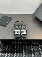 CC Platform Sandal Black in Sheepskin 784212