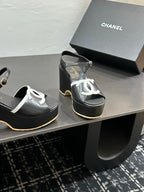 CC Platform Sandal Black in Sheepskin 784212