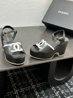 CC Platform Sandal Black in Sheepskin 784212