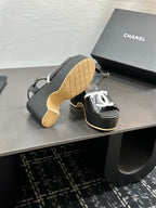 CC Platform Sandal Black in Sheepskin 784212