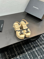 CC Platform Sandal Beige in Sheepskin 784210