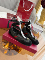 GG Dance Shoes Black in Nubuck Suede with Classic GG Fabric 788165